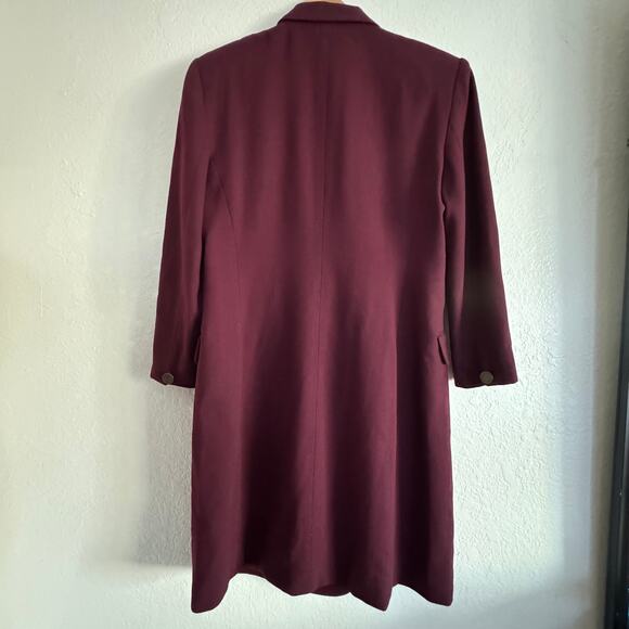 Jones New York Metro Merlot Wine Colored Long Wool Winter Coat Women's Size 12 - Picture 2 of 16